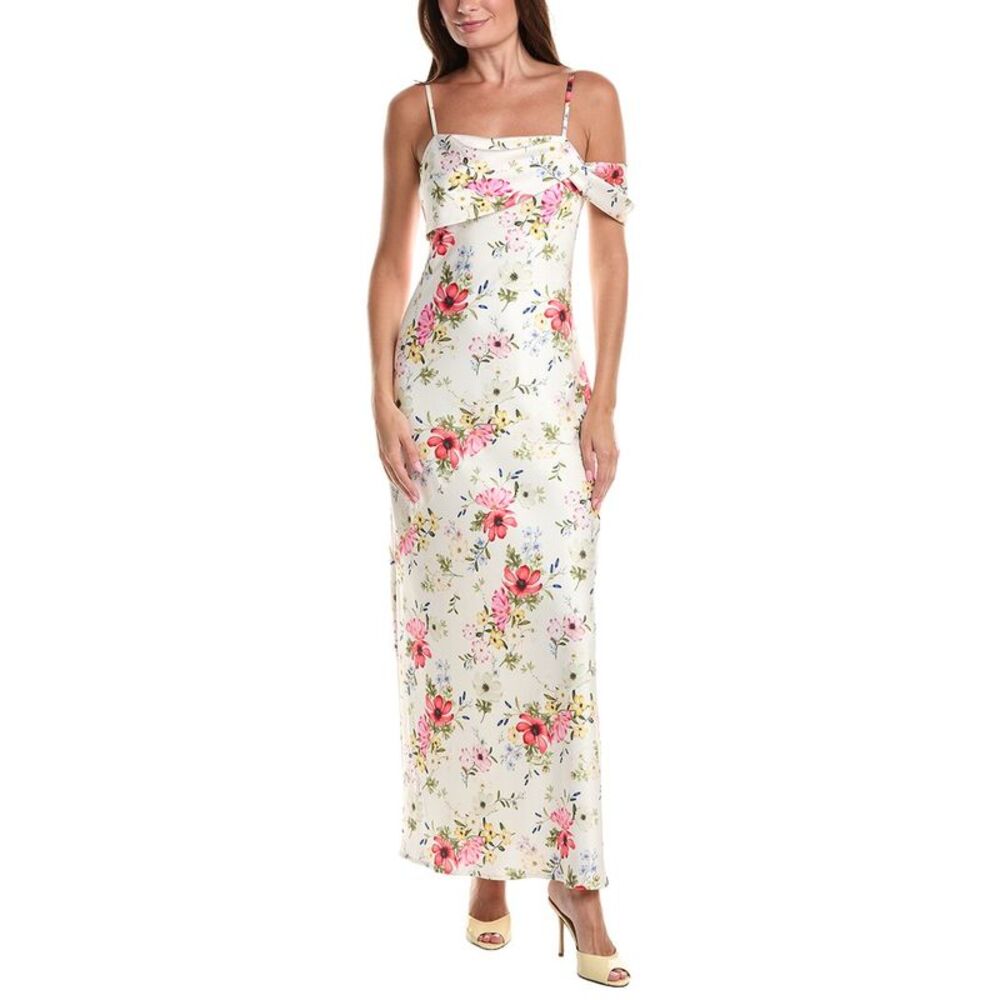 Avec Les Filles Womens  Asymmetrical Bias Maxi Dress